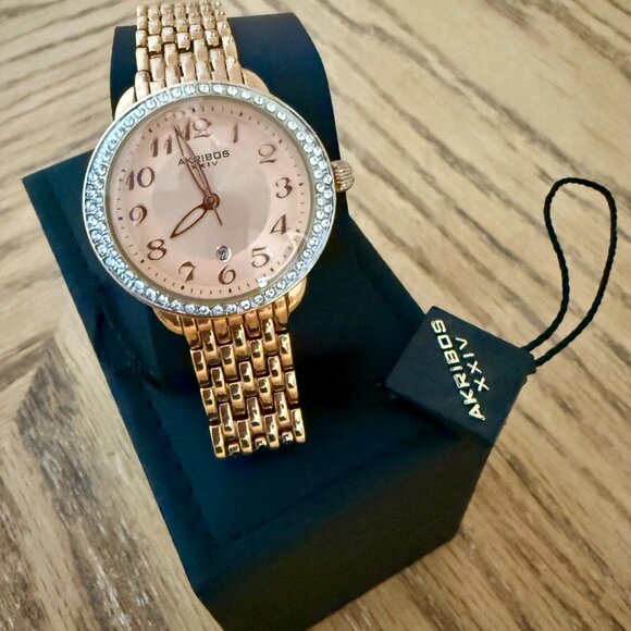 Akribos XXIV Watch AK831RG Rose Gold Color With Swarovski Crystals - Picture 3 of 10